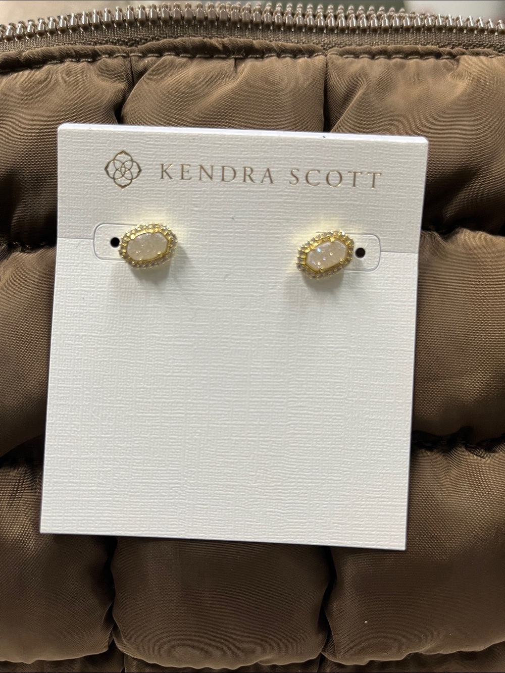 New Kendra Scott Gold and White Opal Elisa Stud Earrings